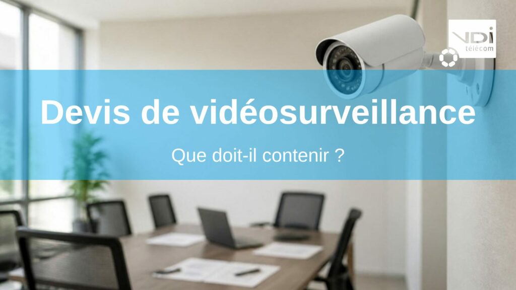 Caméra de vidéosurveillance dans un bureau où sont posés des documents de devis