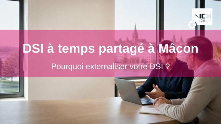 DSI à temps partagé à Mâcon : consultant informatique en rendez-vous avec un dirigeant dans un bureau donnant sur les quais de Saône