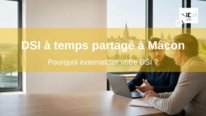 DSI à temps partagé à Mâcon : consultant informatique en rendez-vous avec un dirigeant dans un bureau donnant sur les quais de Saône